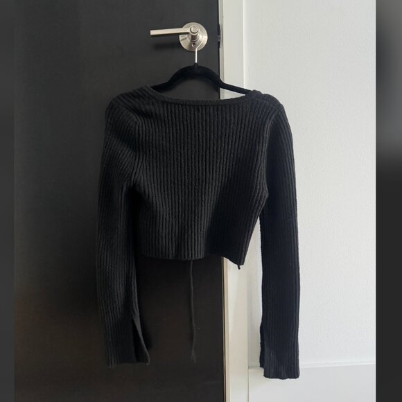 NWT Kimchi Blue Jane Bow Tie-Front Cardigan | Urban Outfitters Black - Picture 2 of 5